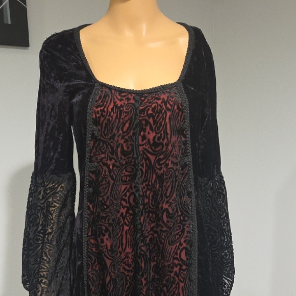 Lip Service Vintage Wimsigoth Vampire Gothic Black and Red Long Sleeve Dress - Picture 3 of 15